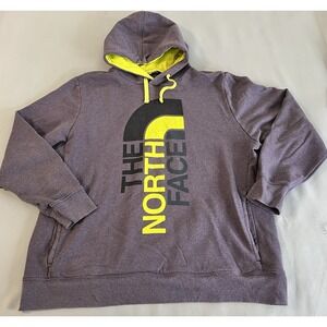 THE NORTH FACE ‎ Pullover Sweatshirt Hoodie  Logo Men's Sz XXL Lime Purple Gym
